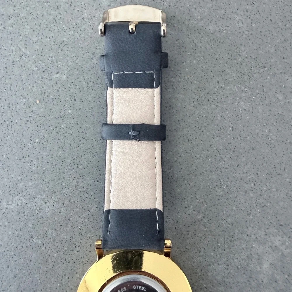 Larsson & Jennings Swiss Made Gold Black Leather Watch 5ATM needs battery